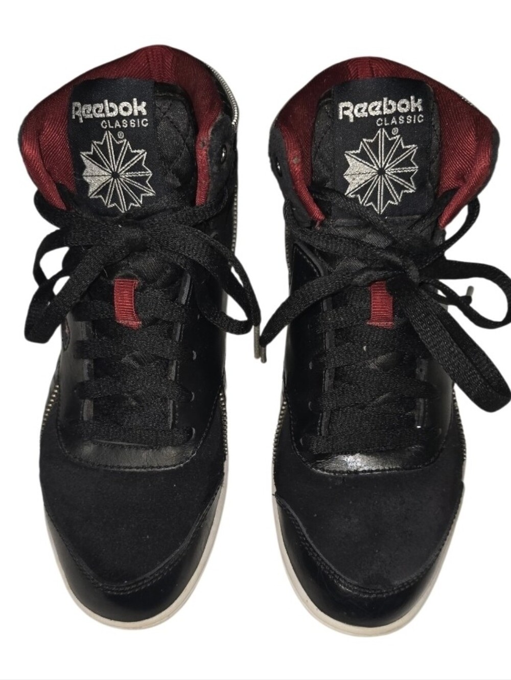 Reebok Black & Burgundy Lace-Up High Tops